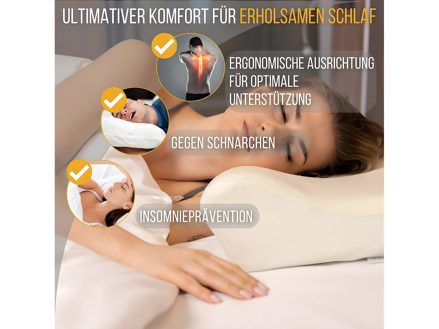 Cuscino Cervicale Ergonomico DE LUXE - Schiuma a Memoria – 60x35x12 - Due Federe