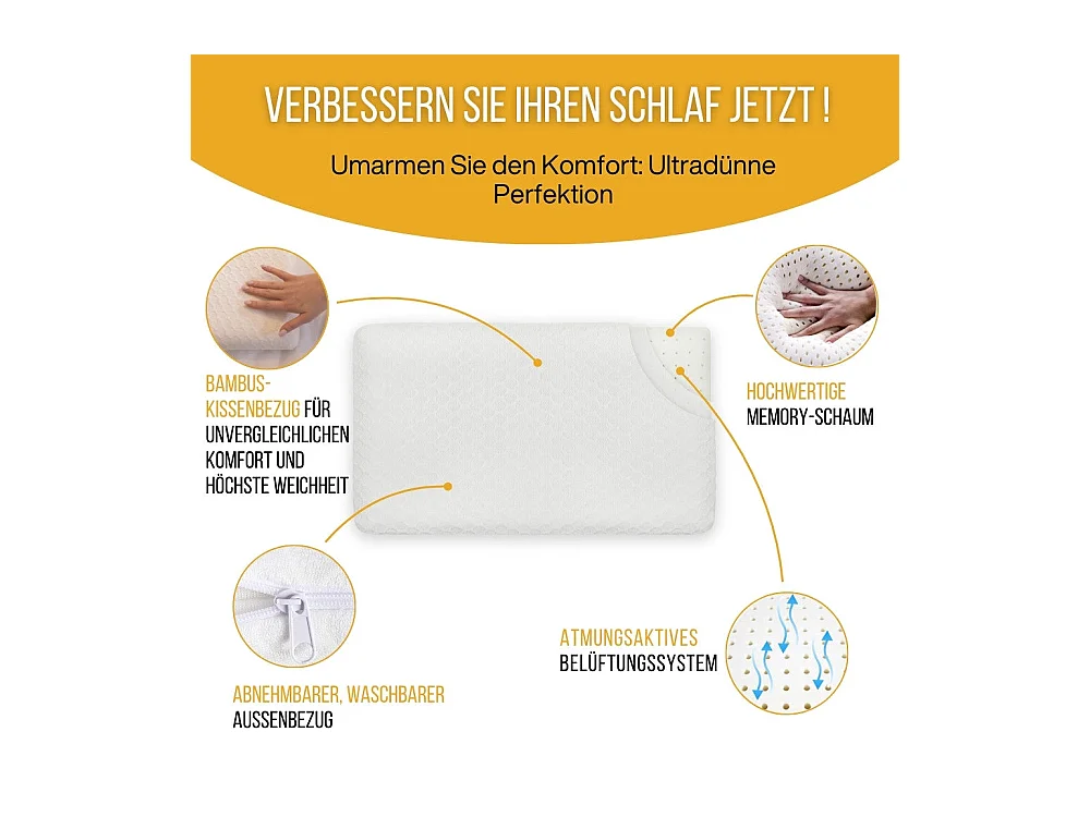 Almohada EXTRA PLANA para Personas que Duermen Boca Abajo S y Funda de Satén Extra – 50x30x5,5 - INPHYSIO