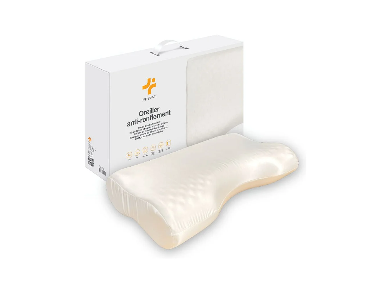INPHYSIO Anti-Snurk Kussen met Extra Satijnen Kussensloop - 57x36x11