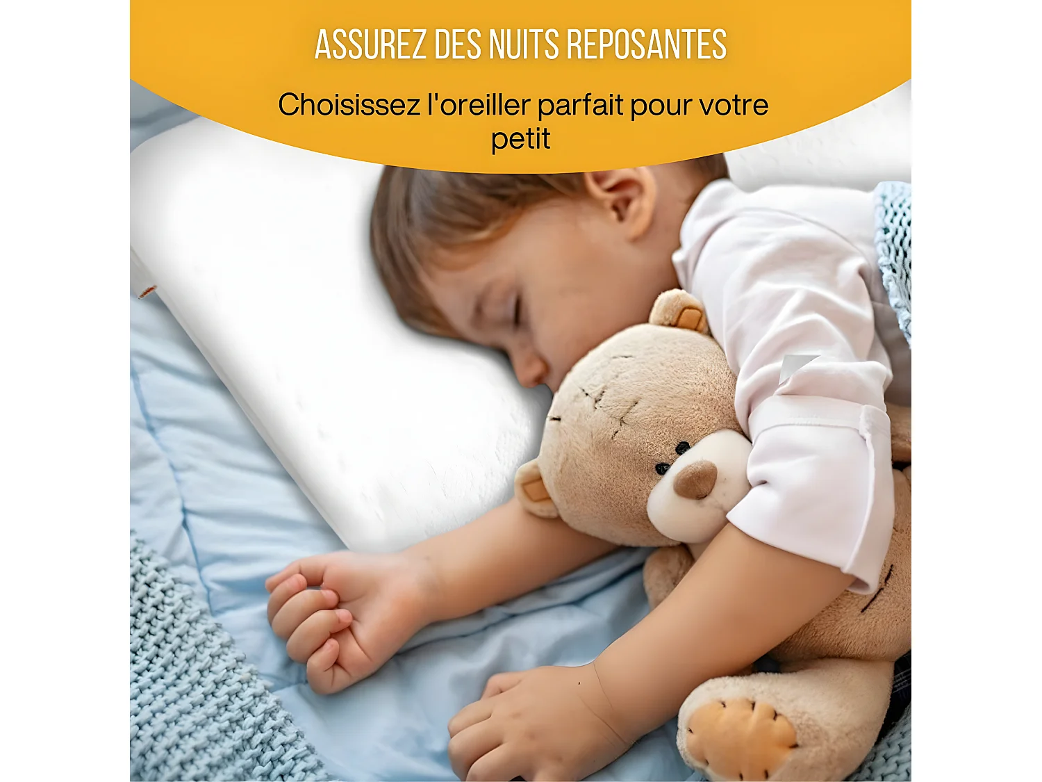 Atmungsaktives Kinderkissen aus Bambusgewebe 50x30x5,5 INPHYSIO