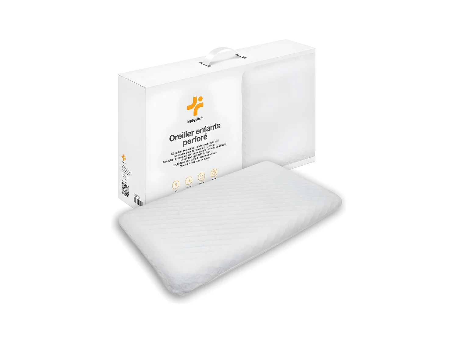 Oreiller Enfant Respirant en Tissu de Bambou 50x30x5,5 INPHYSIO