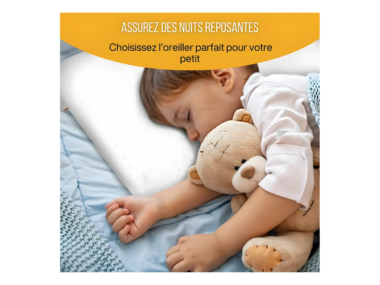 Almohada Infantil Transpirable de Tela de Bambú 50x30x5,5 INPHYSIO