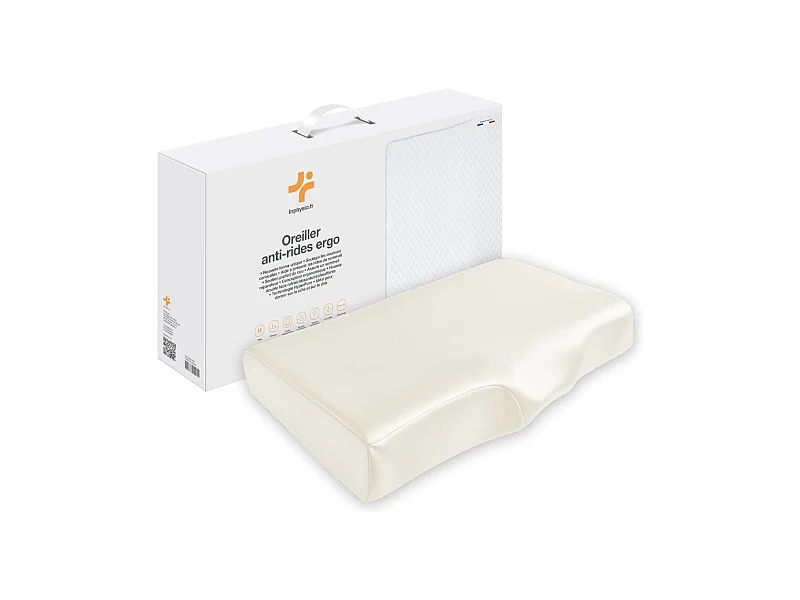 Faltenhemmendes ergonomisches Kissen mit Seidenkissenbezug - Extra Groß - 65x42x10 - ERGO