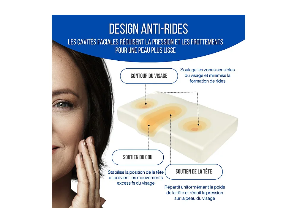 Cuscino Ergonomico Anti-Rughe con Federa in Seta - Extra Grande - 65x42x10 - ERGO