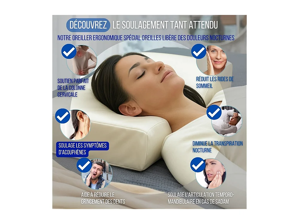 Cuscino Ergonomico Anti-Rughe con Federa in Seta - Extra Grande - 65x42x10 - ERGO