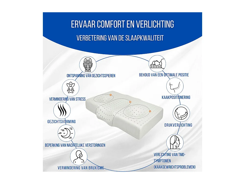 Cuscino Ergonomico Anti-Rughe con Federa in Seta - Extra Grande - 65x42x10 - ERGO