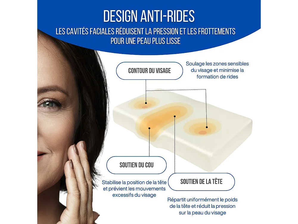 ERGO Ergonomisch Anti-Rimpel Kussen met Zijden Kussensloop - Extra Groot - 65x42x10