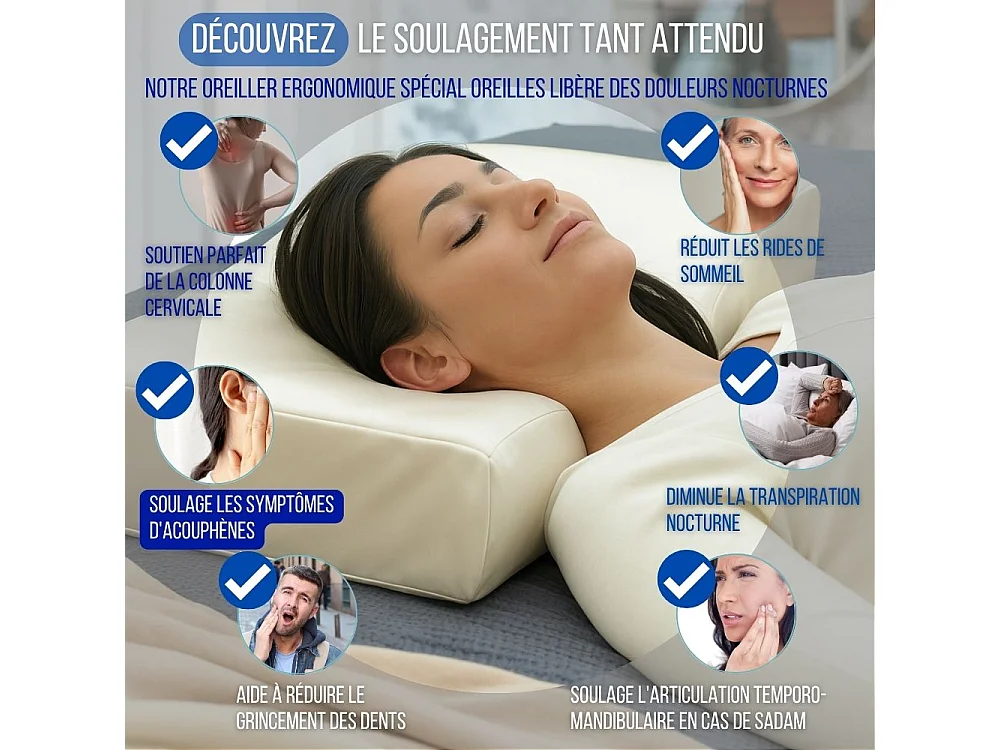 ERGO Ergonomisch Anti-Rimpel Kussen met Zijden Kussensloop - Extra Groot - 65x42x10