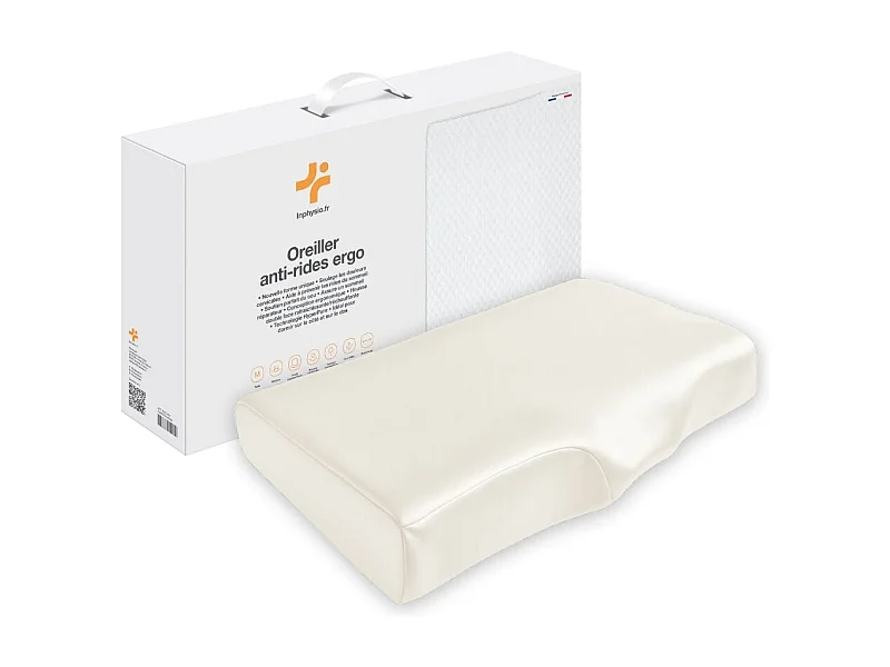 Faltenhemmendes ergonomisches Kissen mit Seidenkissenbezug - Extra Groß - 65x42x10 - ERGO