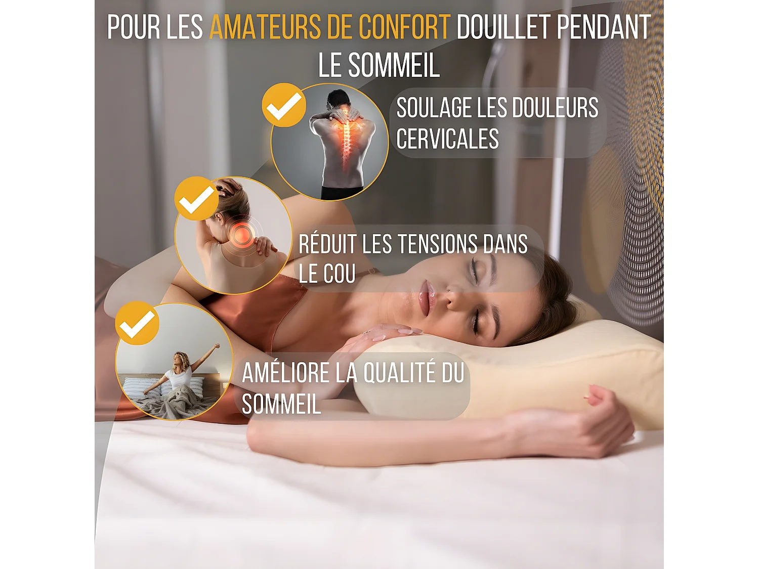 Oreiller Ergonomique Cervical en Mousse à Mémoire - 54x33x10 - CONFORT PLUS