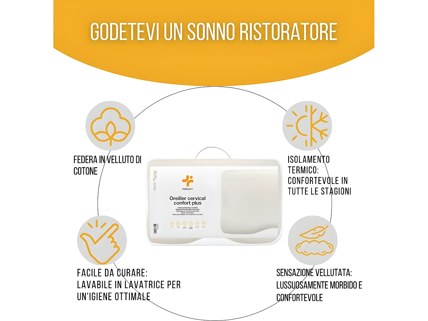 Oreiller Ergonomique Cervical en Mousse à Mémoire - 54x33x10 - CONFORT PLUS