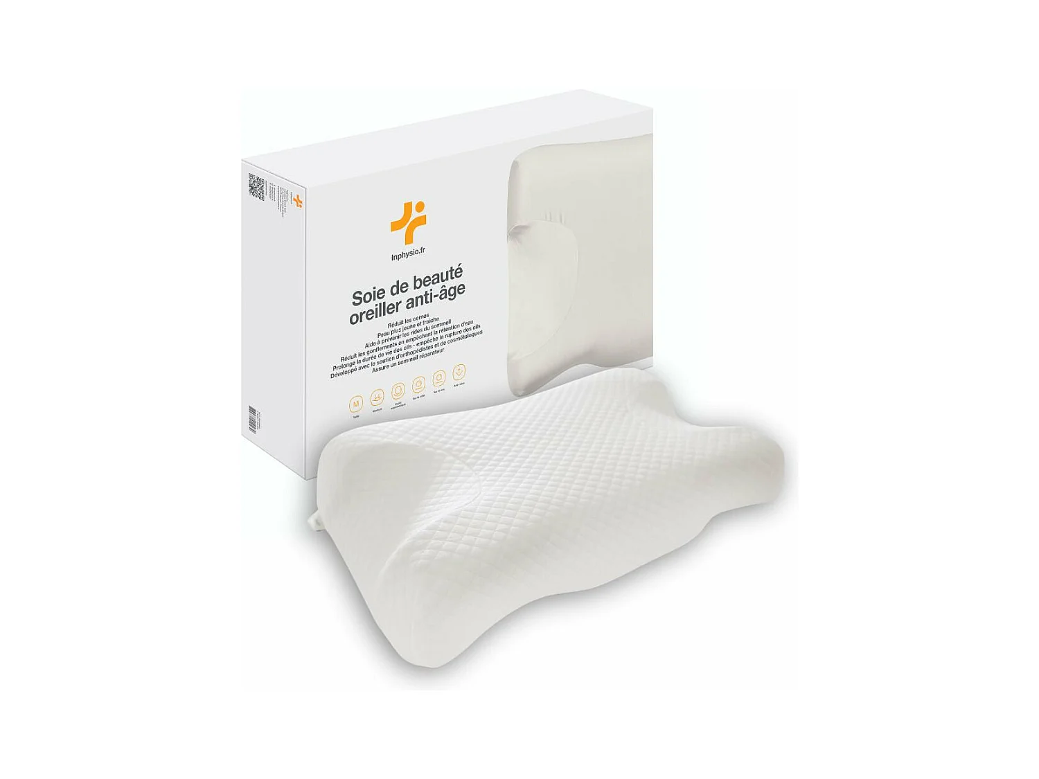 Oreiller Anti-Âge Anti-Rides SOIE DE BEAUTE - Taie d'Oreiller en Lyocell - 58x37x11 - INPHYSIO