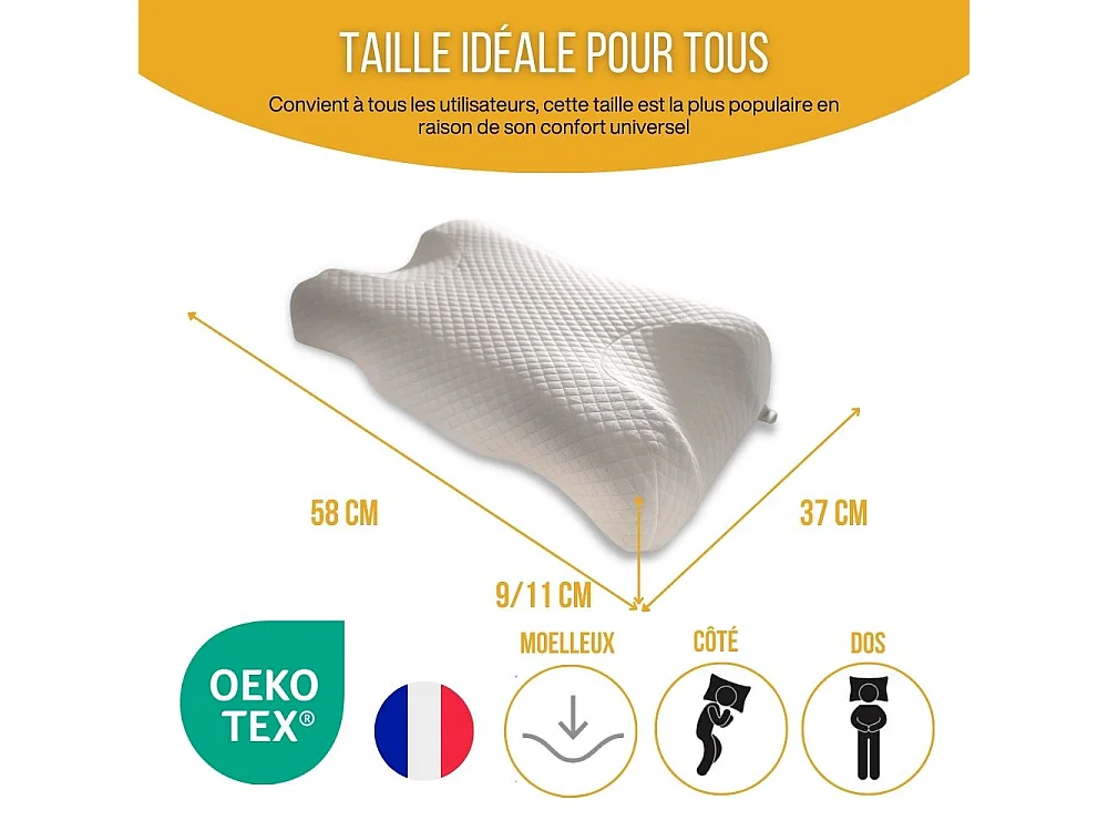 Cuscino Anti-Età Antirughe SETA DI BELLEZZA - Fodera in Lyocell - 58x37x11 - INPHYSIO