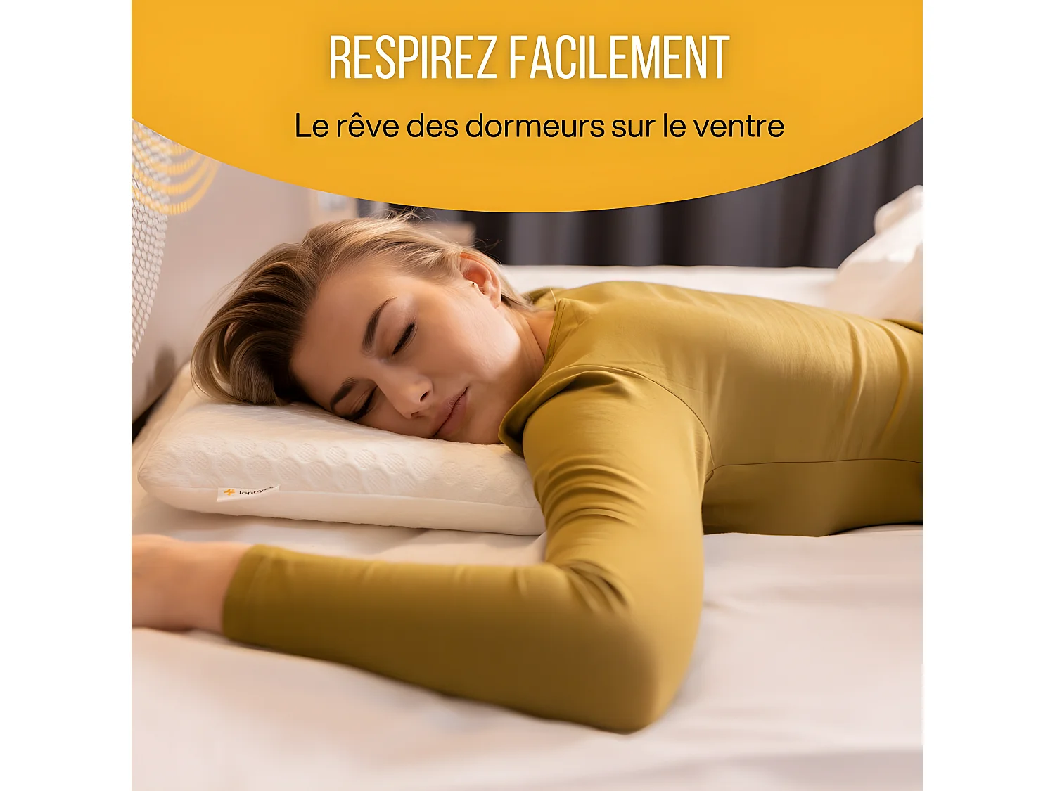 Oreiller EXTRA PLAT pour Personnes qui Dorment sur le Ventre S – 50x30x5,5 - INPHYSIO