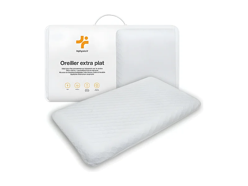 Oreiller EXTRA PLAT pour Personnes qui Dorment sur le Ventre S – 50x30x5,5 - INPHYSIO