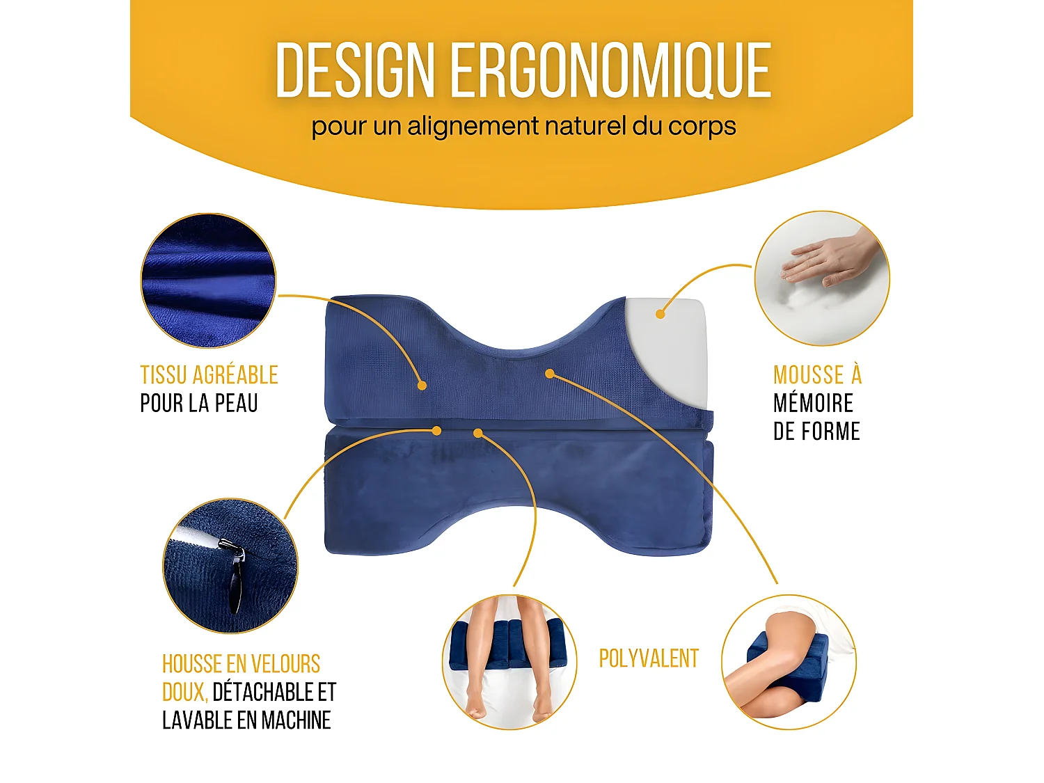 Coussin Séparateur de Jambes - 26x25x17 - COUSSIN DE GENOUX