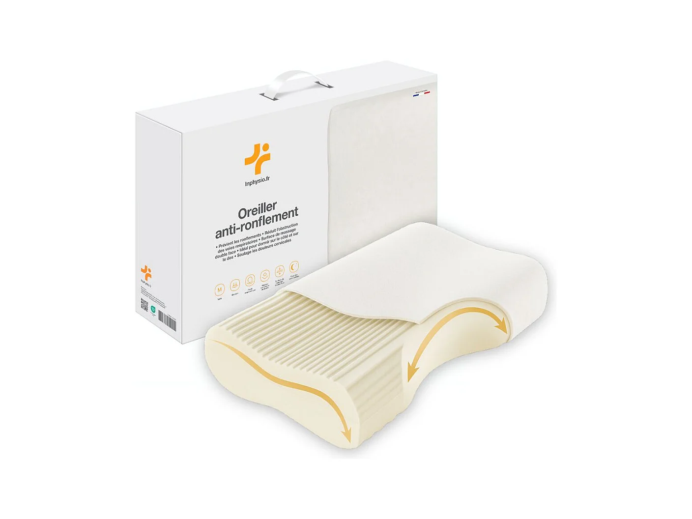 Oreiller Anti-Ronflement - Double Surface de Massage – 57x36x11 - INPHYSIO