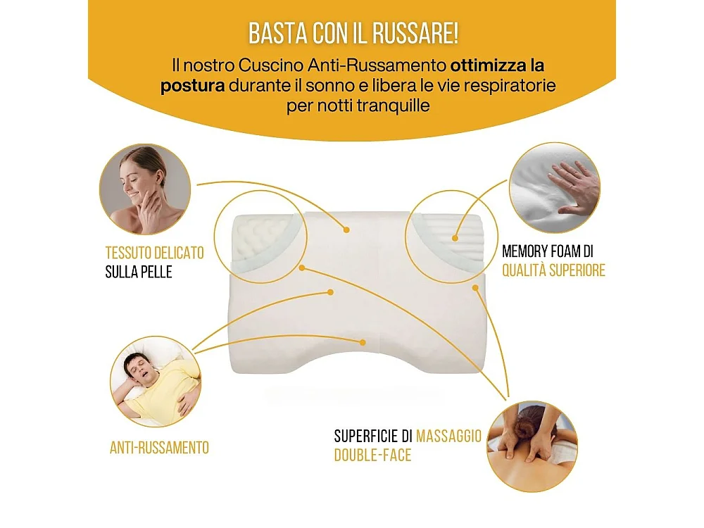 Oreiller Anti-Ronflement - Double Surface de Massage – 57x36x11 - INPHYSIO