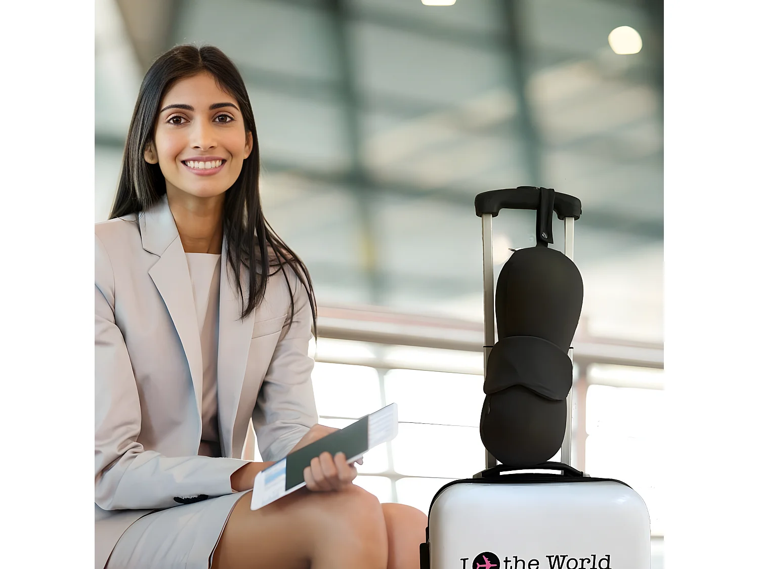 Oreiller de Voyage en Forme d'Infini avec Masque de Sommeil - 33x13x13 - CONFORTINFINI