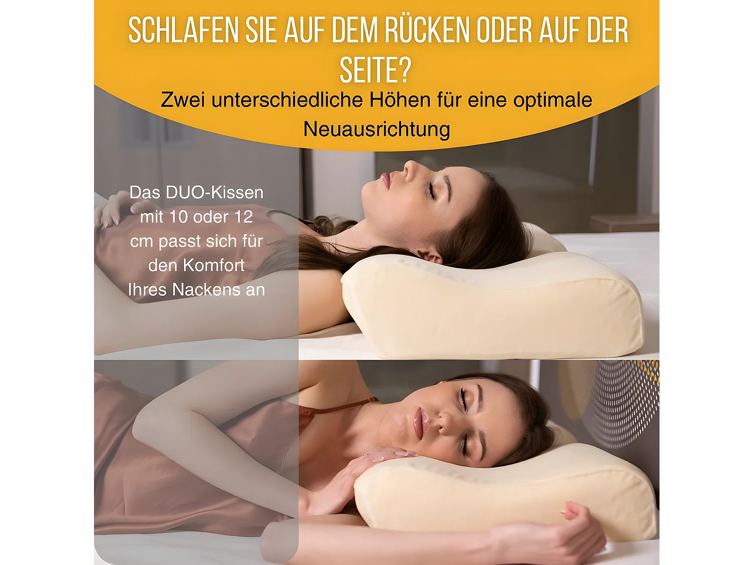 Oreiller Ergonomique Cervical - Deux hauteurs différentes - 60x35x12 - DUO PREMIUM