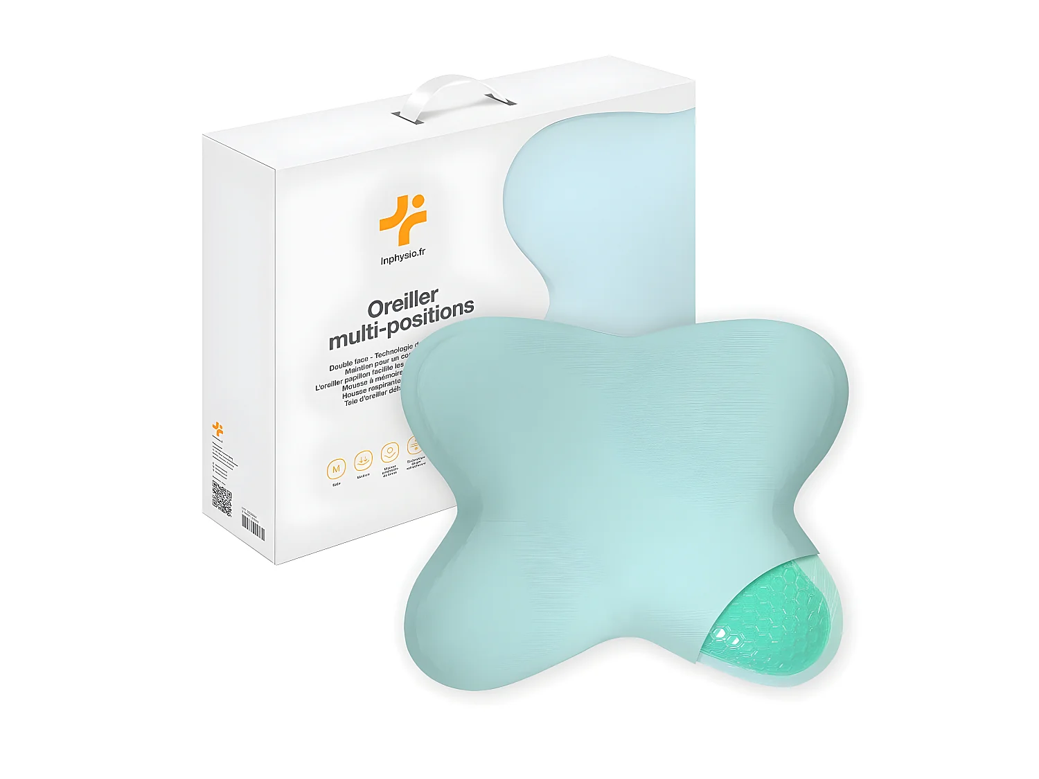 Oreiller en Forme de Papillon avec Gel Rafraîchissant - 53x43x12 - MULTIPOSITIONS