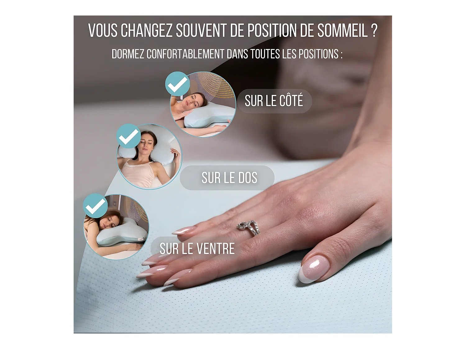 Oreiller en Forme de Papillon avec Gel Rafraîchissant - 53x43x12 - MULTIPOSITIONS