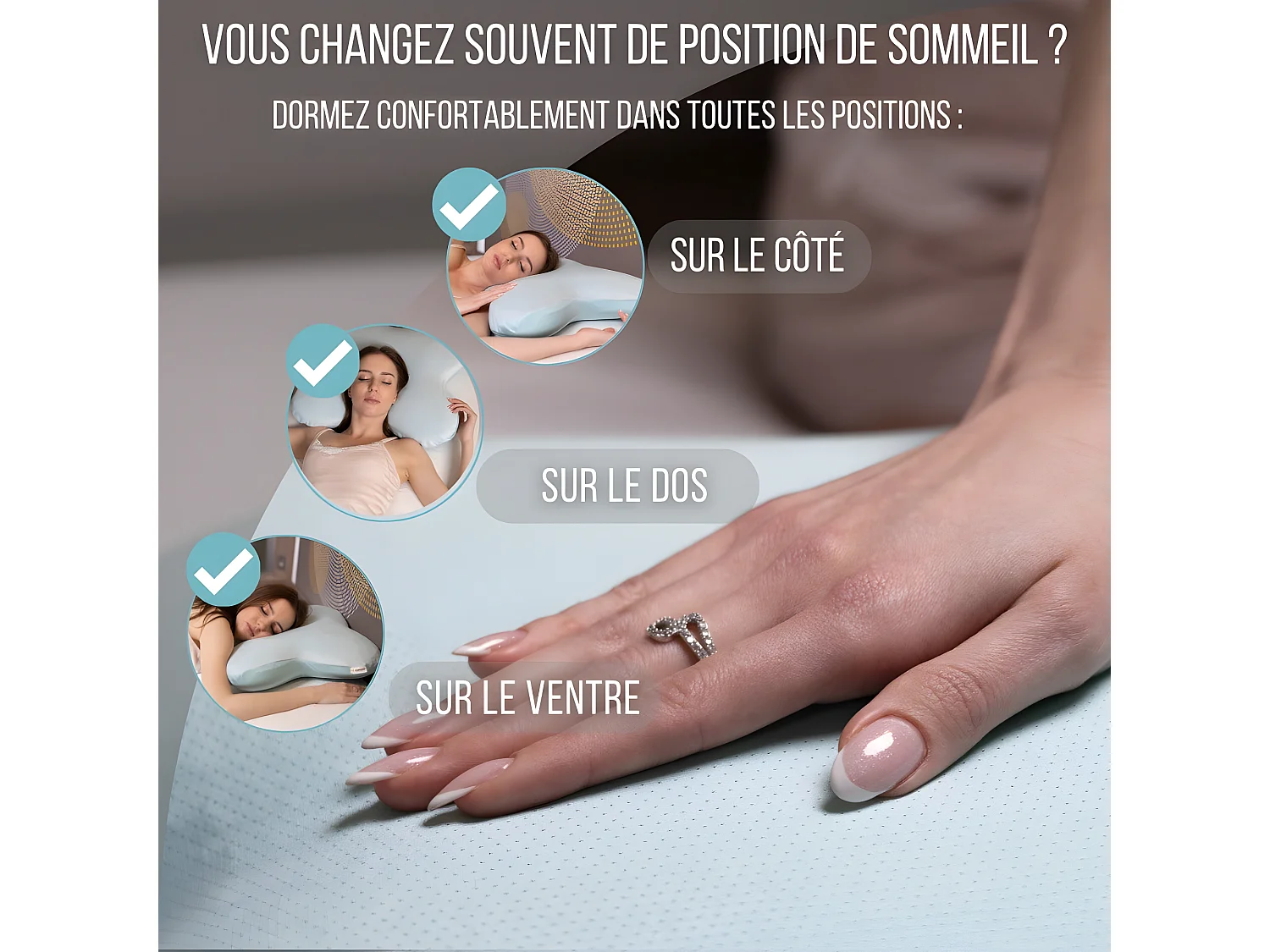 Oreiller en Forme de Papillon avec Gel Rafraîchissant - 53x43x12 - MULTIPOSITIONS