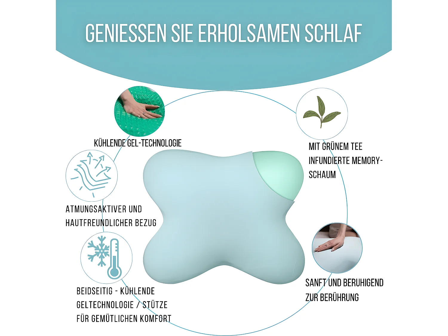 Oreiller en Forme de Papillon avec Gel Rafraîchissant - 53x43x12 - MULTIPOSITIONS