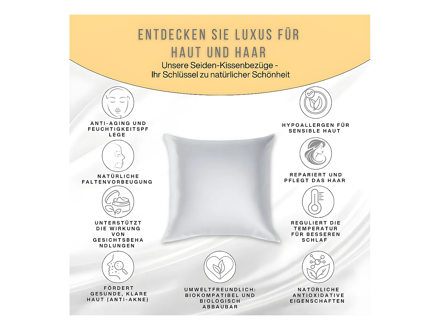 Reiner Maulbeerseiden-Kissenbezug 65x65 INPHYSIO