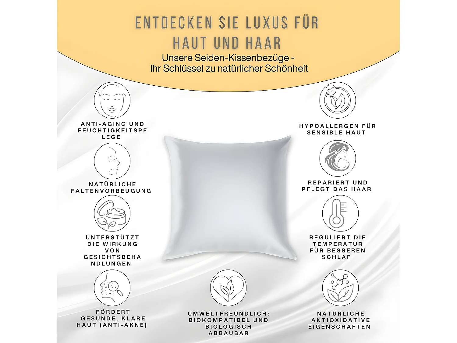 Taie d'Oreiller en Pure Soie de Mûrier 65x65 INPHYSIO