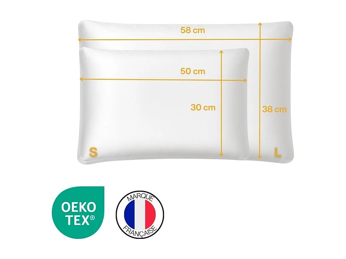 Satin-Kissenbezug für EXTRA FLACHES Kissen L - 58x38x7 - INPHYSIO