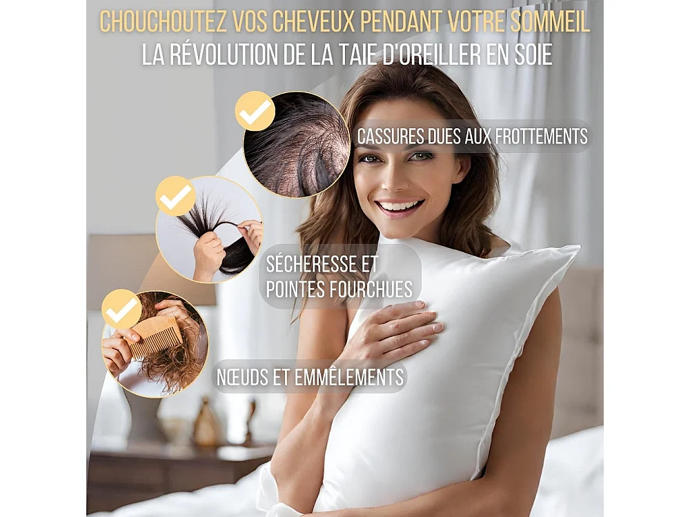 Taie d'Oreiller en Pure Soie de Mûrier 70x50 INPHYSIO