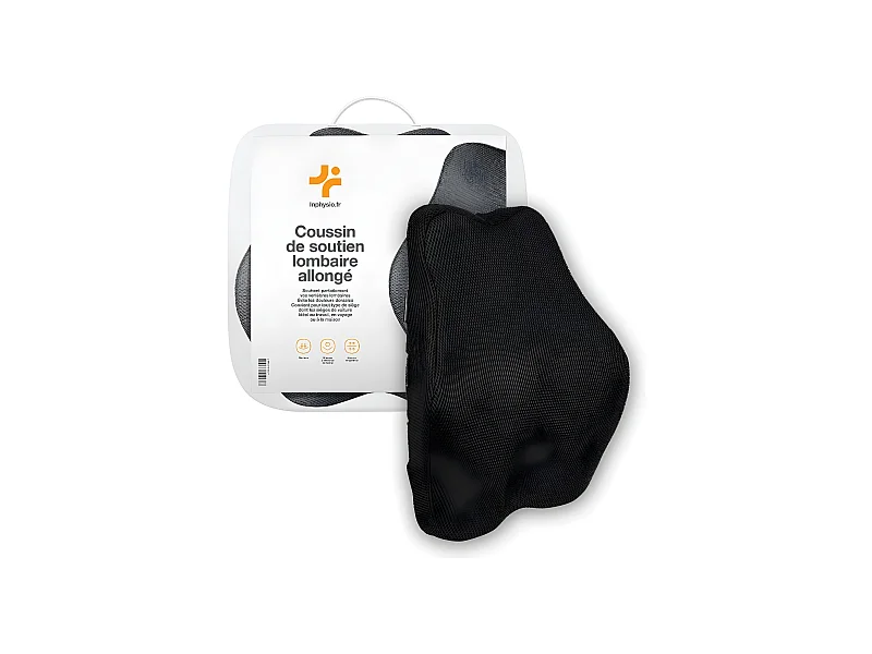Ergonomisches Lendenstützkissen Verlängert - 45x41x10,5 - aus Memory-Schaum - Verstellbare Gurte - INPHYSIO
