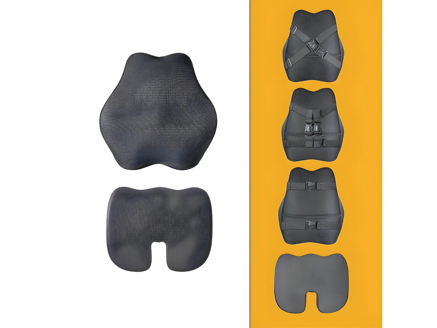 Ensemble de Coussin Fessier et Coussin de Soutien Lombaire Allongé INPHYSIO