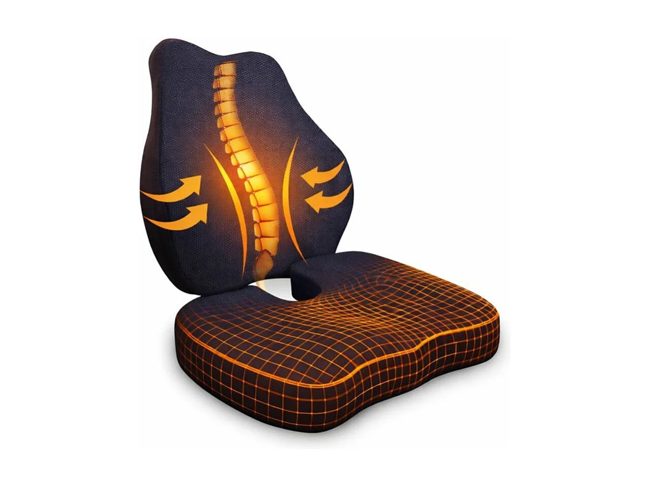 Ensemble de Coussin Fessier et Coussin de Soutien Lombaire Allongé INPHYSIO