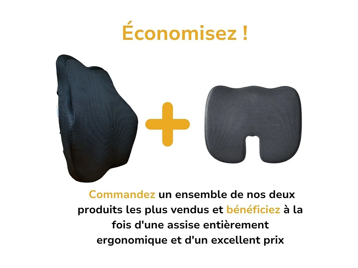 Ensemble de Coussin Fessier et Coussin de Soutien Lombaire Allongé INPHYSIO