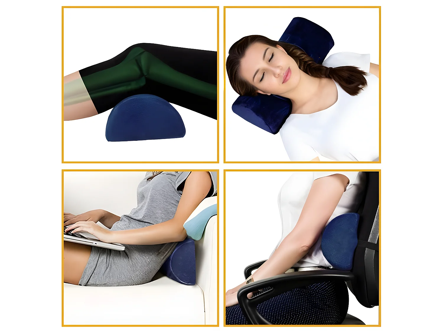 Medio Cilindro de Soporte Lumbar de Espuma con Memoria MULTIFUNCIONAL - 42x18x10 -Correa ajustable