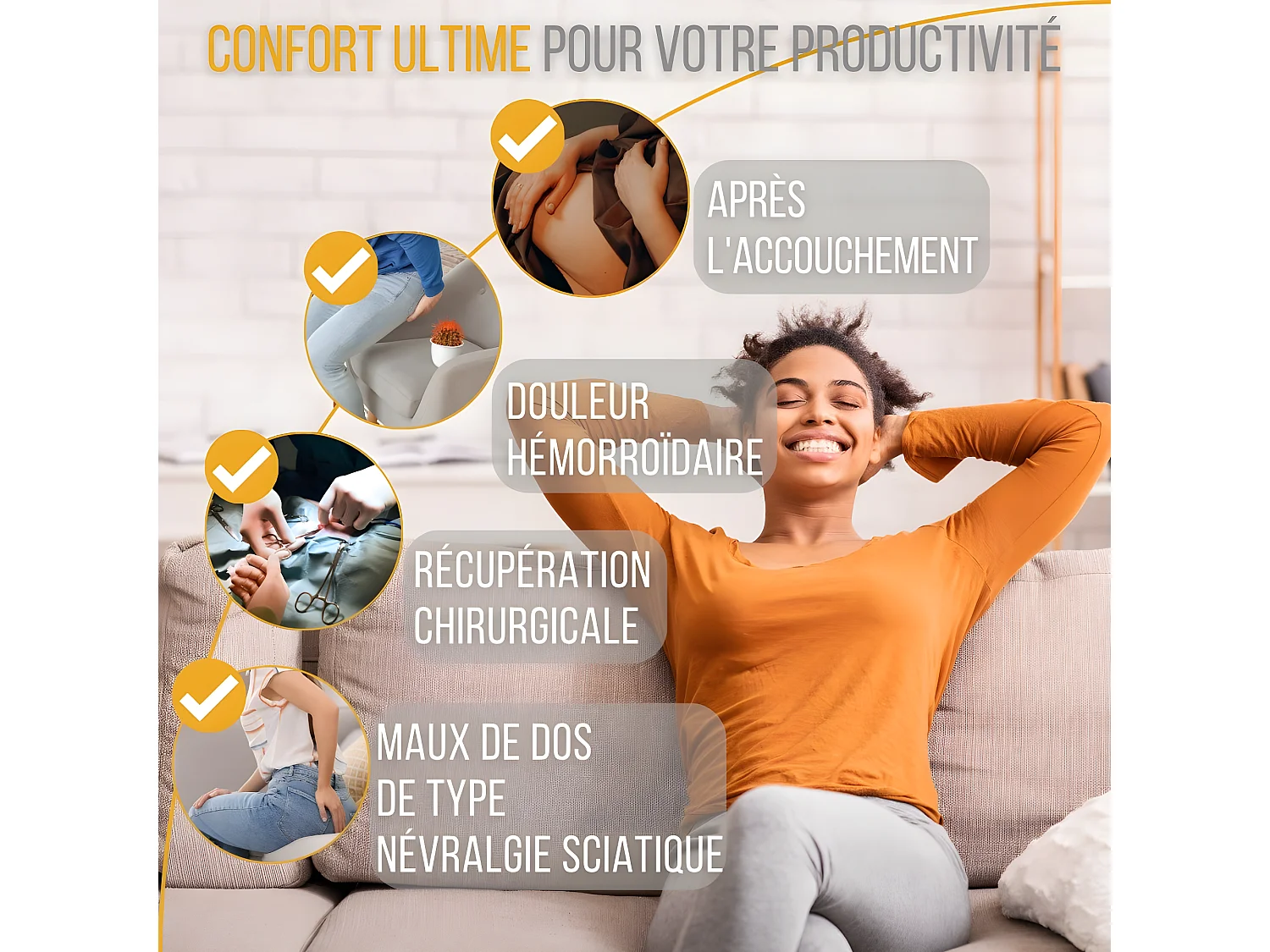 Coussin Donut pour le Coccyx 44x44x7,5 COUSSIN COCCYX