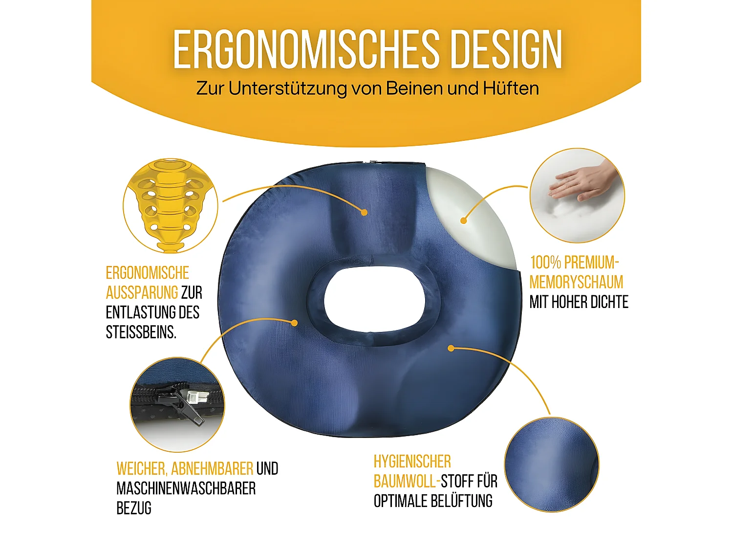 Coussin Donut pour le Coccyx 44x44x7,5 COUSSIN COCCYX