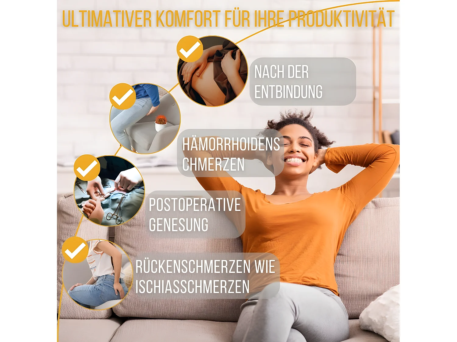 Cuscino Donut per il Coccige 44x44x7,5 CUSCINO COCCIGE