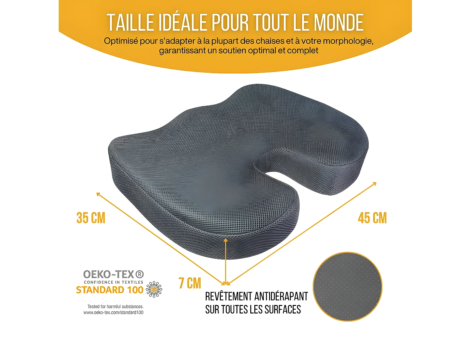 Cuscino Ergonomico a Forma di U per il Coccige - 45x35x7 - CUSCINO GLUTEI