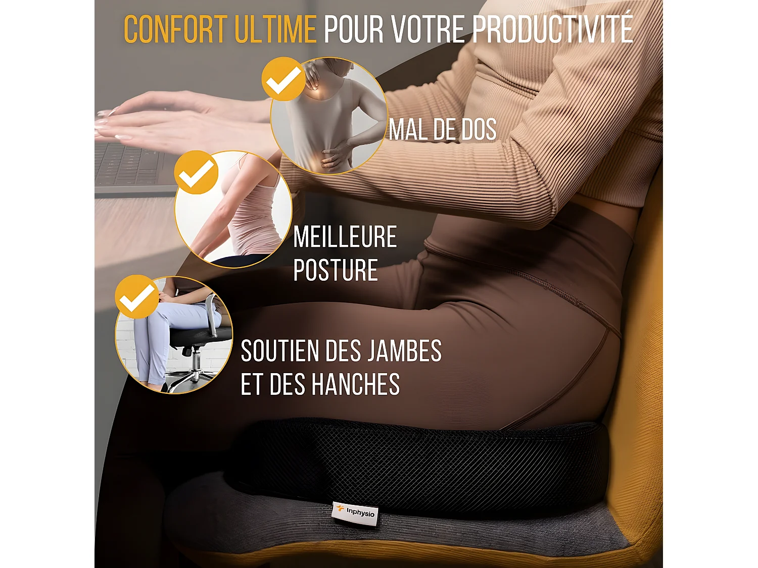 Coussin Ergonomique en Forme de U pour le Coccyx - 45x35x7 - COUSSIN FESSIER