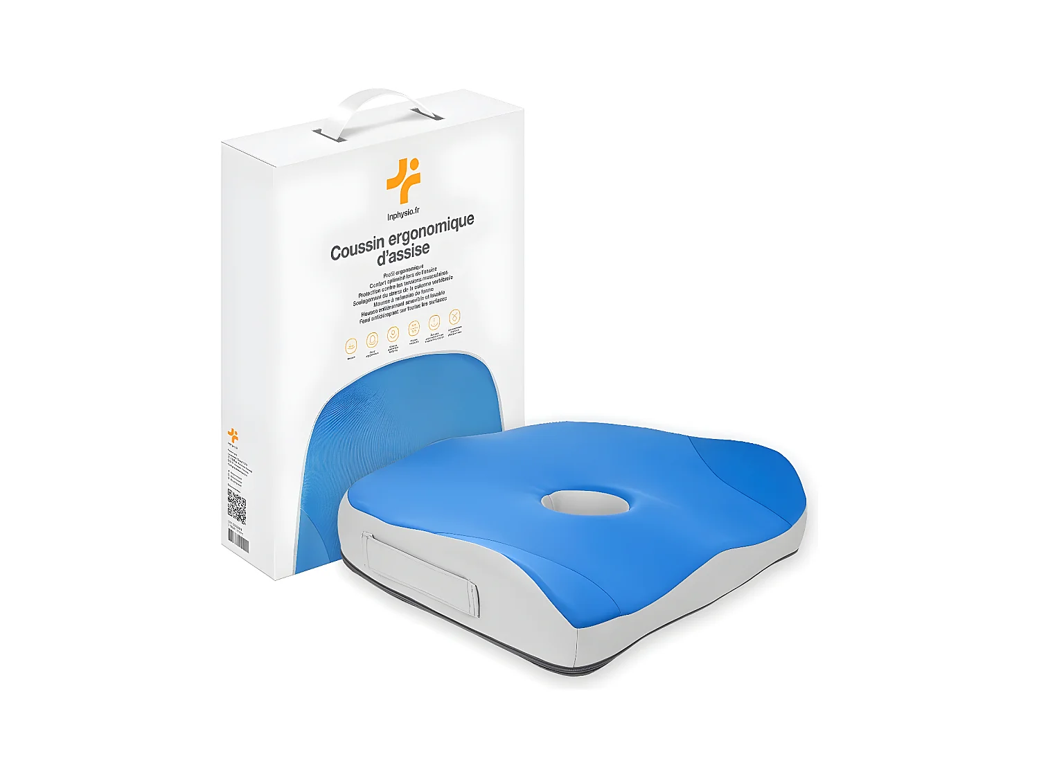 Coussin de Siège Ergonomique en Mousse a Mémoire de Forme - 45x37x9 - INPHYSIO
