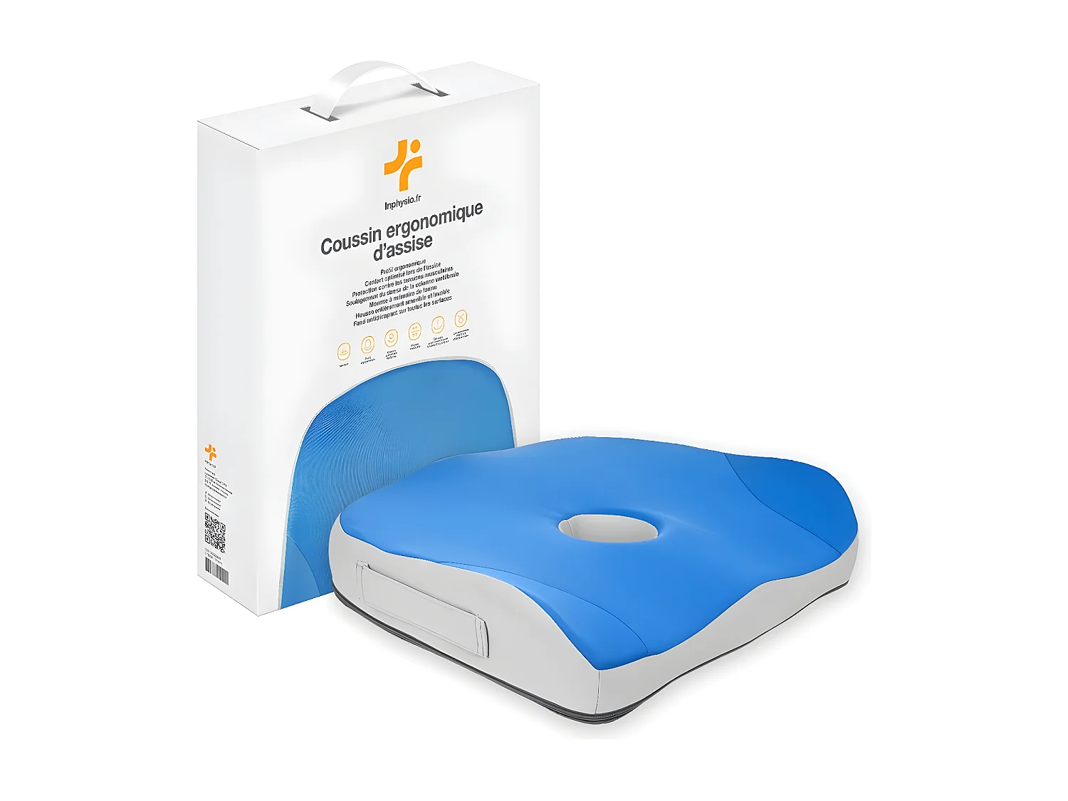 Ergonomisches Sitzkissen aus Memory-Schaum - 45x37x9 - INPHYSIO