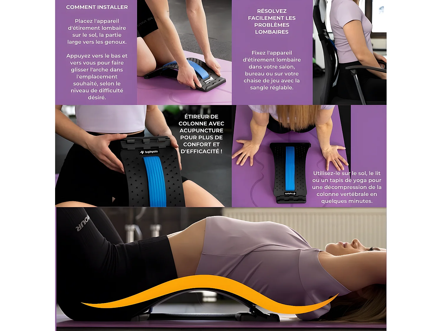 Lendenwirbeldehnungsgerät INPHYSIO 94 Akupressurpunkte