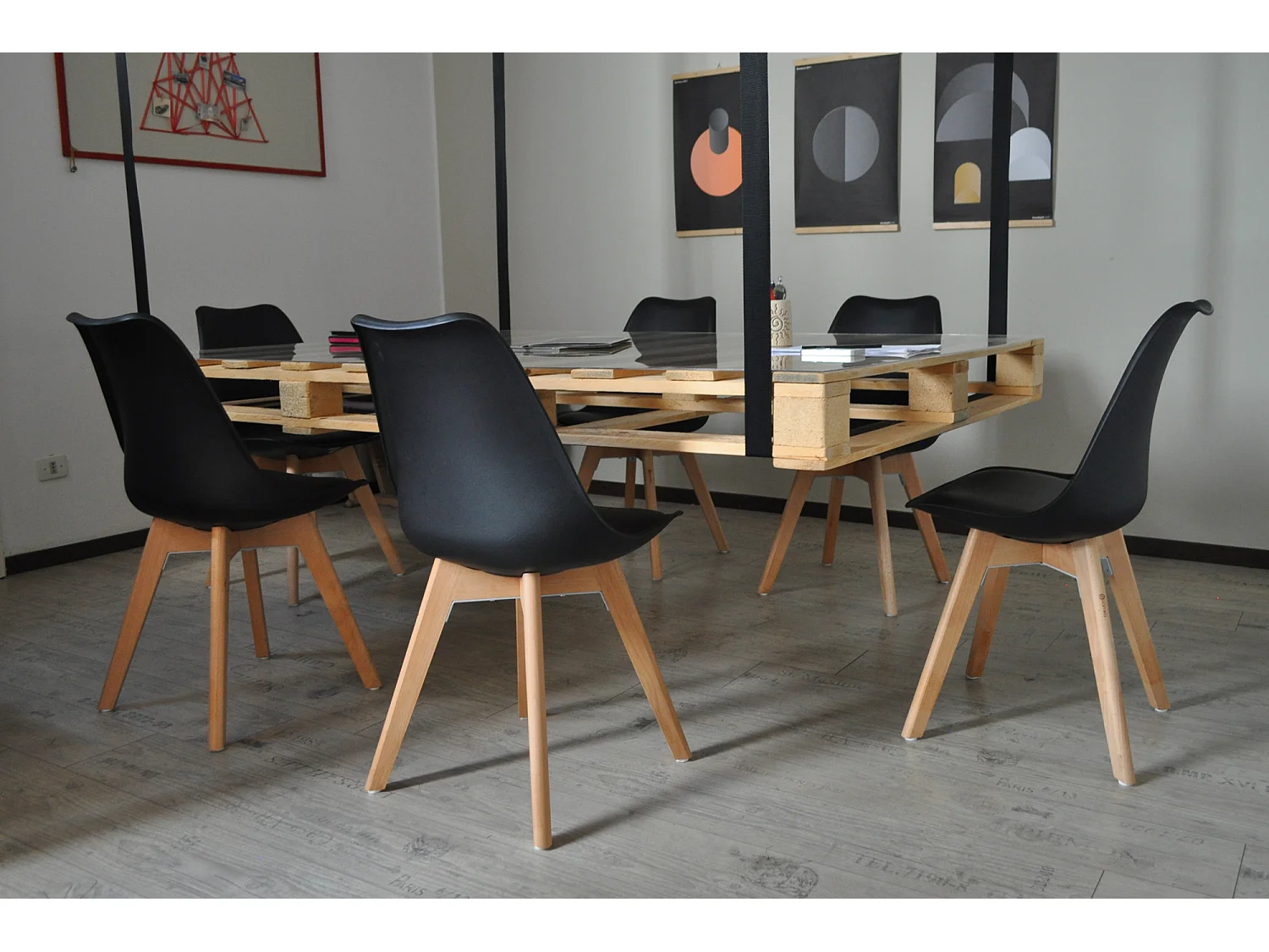 Sedia In Plastica Con Piede In Legno Mod. Mia (2 Pz.)