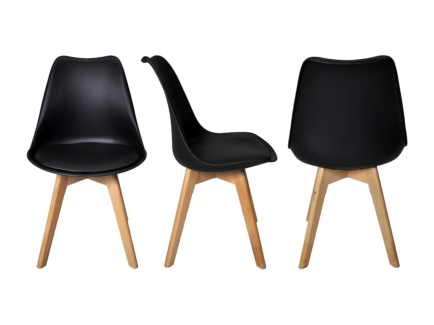 Sedia In Plastica Con Piede In Legno Mod. Mia (2 Pz.)