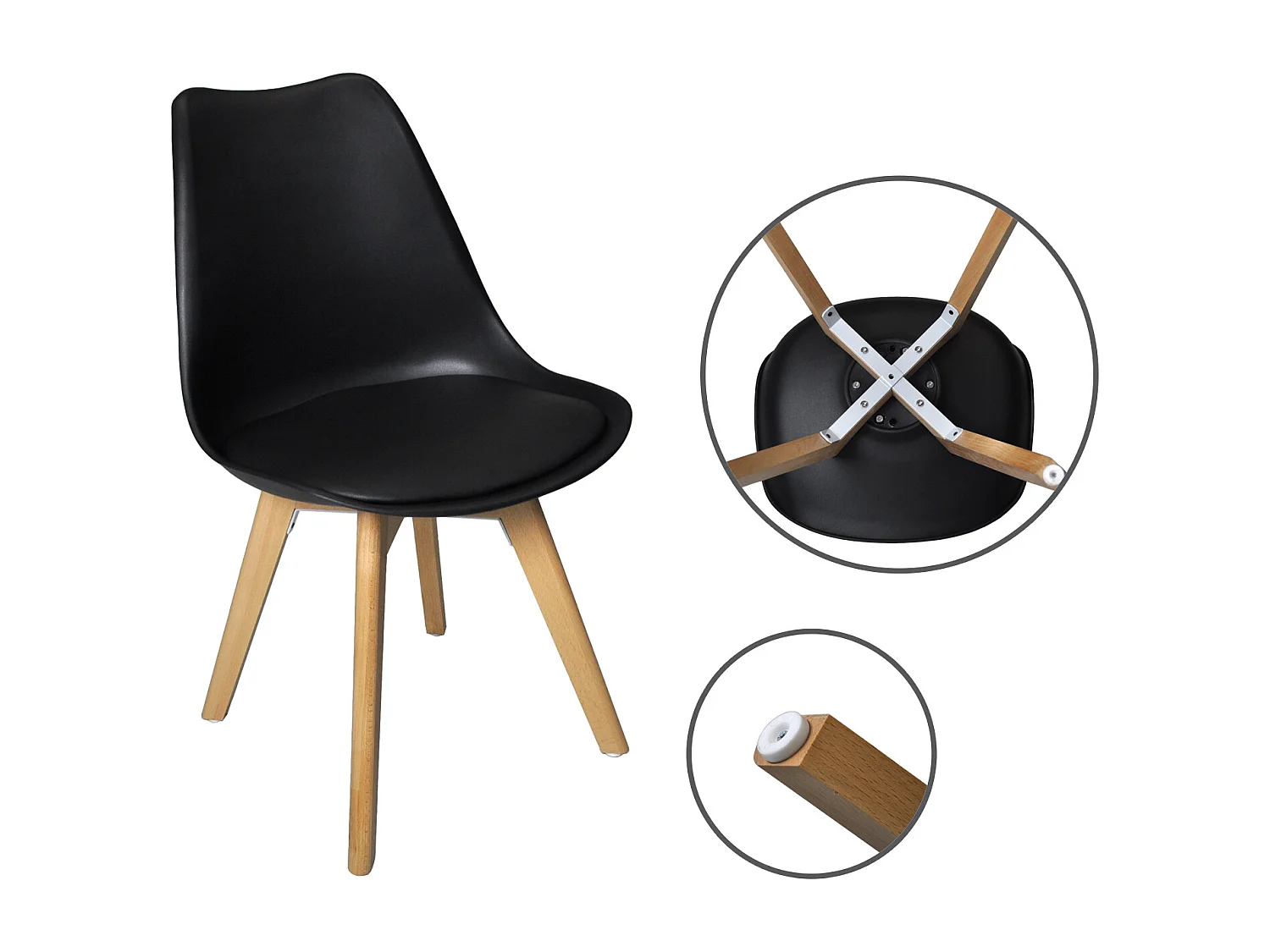 Sedia In Plastica Con Piede In Legno Mod. Mia (2 Pz.)