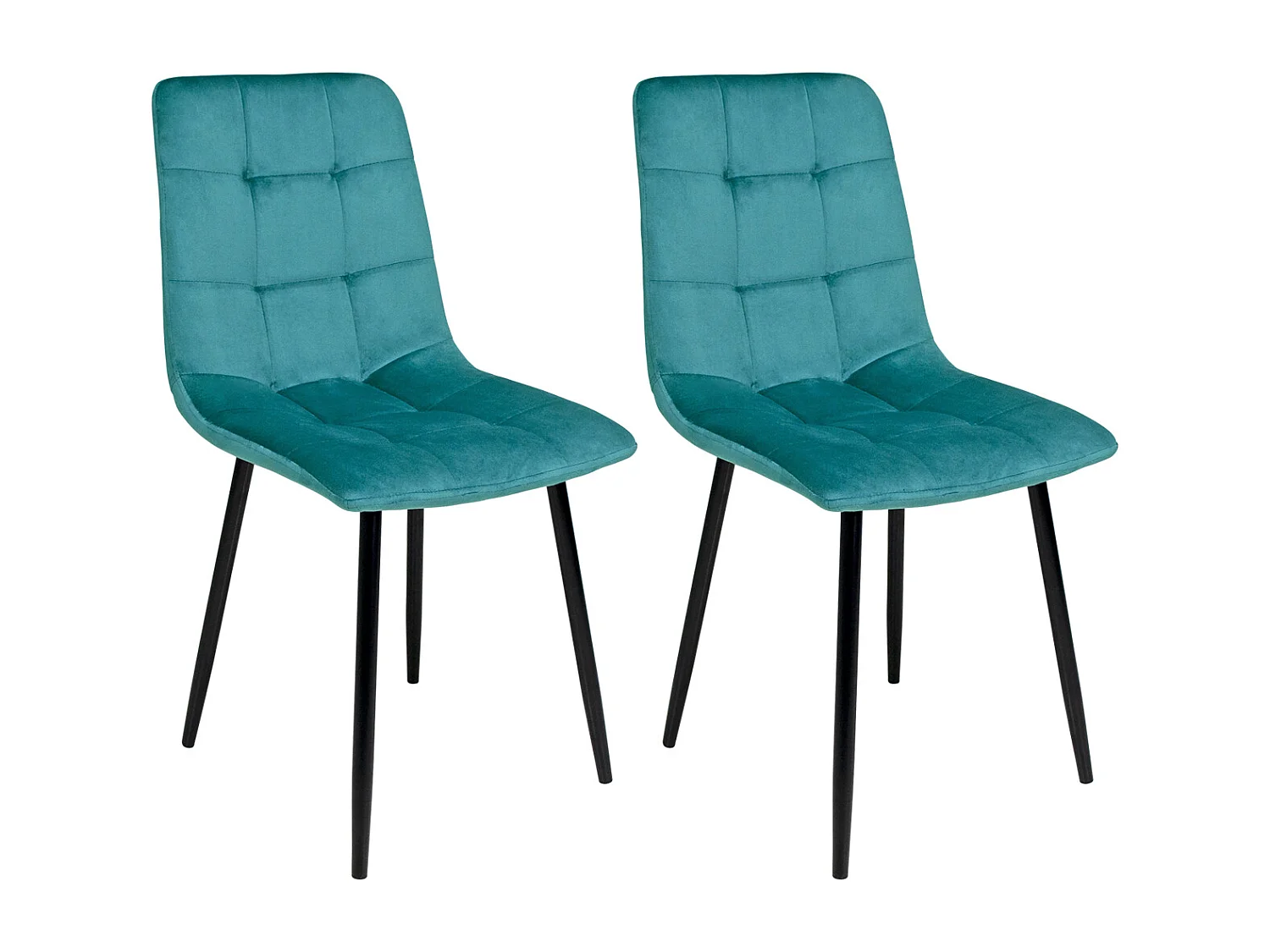 Sedia da pranzo imbottita in tessuto verde petrolio mod. Karima (2pz.)