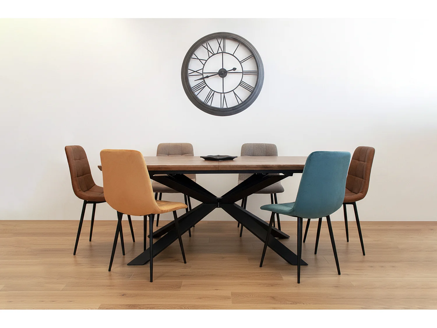 Sedia da pranzo imbottita in tessuto verde petrolio mod. Karima (2pz.)